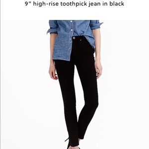 Jcrew 9” high rise toothpick Jean in black
